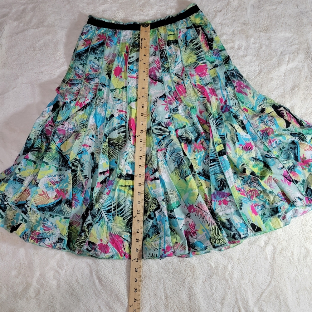 Focus Lifestyle 100% Cotton Floral Print Pleated Skirt Size 6 - Picture 4 of 8